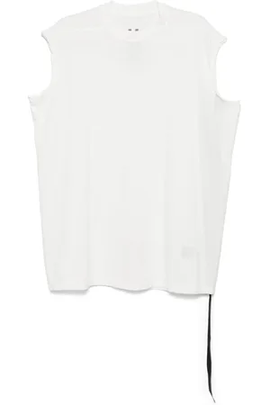 Rick Owens Tops, Heren, Wit, M, Donkere Schaduw Mouwloos Crew Neck T-shirt