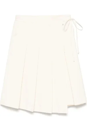 DUNST Rokken, Dames, Wit, M, Amandel Beige Zijden Strik Shirt