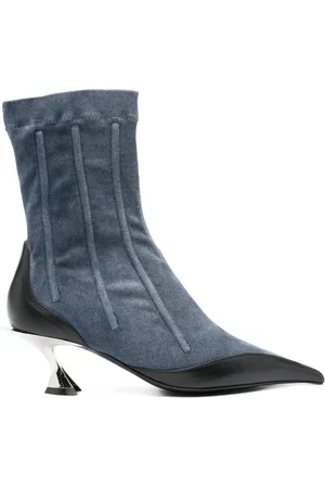 MUGLER Schoenen, Dames, Blauw, 39 EU, Indigo Blauw Leren Hak Schoenen
