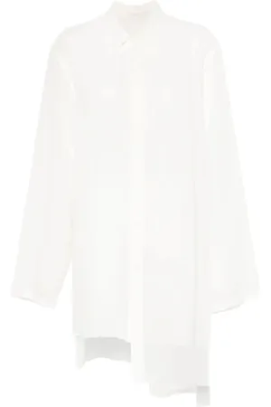 YOHJI YAMAMOTO Overhemden, Heren, Wit, L, Witte Klassieke Kraag Lange Mouw Shirt