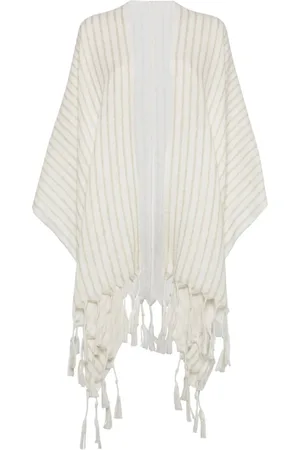 Brunello Cucinelli Jassen, Dames, Wit, ONE Size, Witte Kwastdetail Geknoopte Lange Mouwen