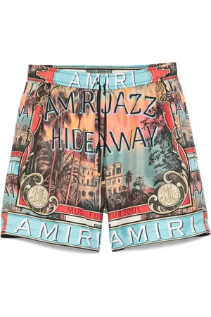 AMIRI Korte broeken, Heren, Veelkleurig, M, Grafische Print Elastische Taille Shorts