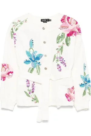 PATBO Jassen, Dames, Wit, M, Wit knoopsluiting bovenkleding met riem
