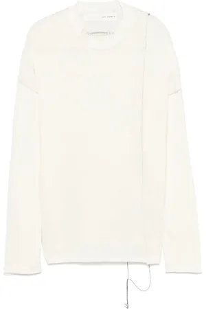 ISABEL BENENATO Truien, Heren, Wit, M, Witte Geribbelde Drop Shoulder Trui