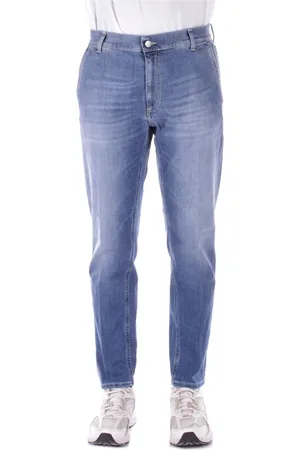 Dondup Jeans, Heren, Blauw, W38, Katoen, Blauwe Jeans met Logo Rits Sluiting