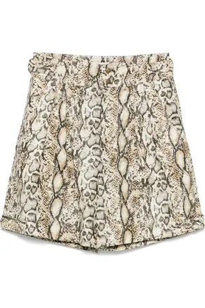 Isabel Marant Korte broeken, Dames, Veelkleurig, S, Beige Snake Print Taille Shorts