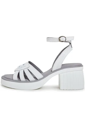 CESARE GASPARI Schoenen, Dames, Wit, 37 EU, Leer, Sandalen met open neus en blokhak