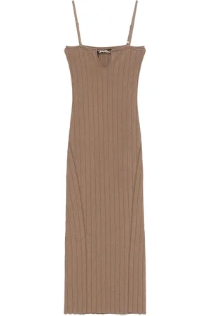 Jacquemus Kleedjes, Dames, Bruin, S, Lichtbruine Spaghettiband Jurk