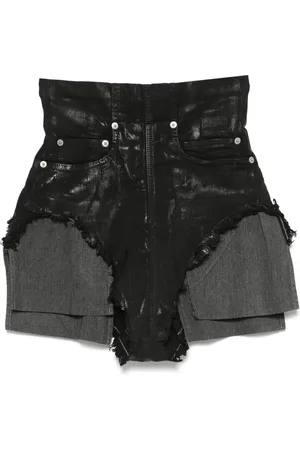 Rick Owens Korte broeken, Dames, Zwart, S, Denim, Zwarte Denim High Waist Shorts