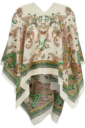 Etro Jassen, Dames, Veelkleurig, ONE Size, Paisley Print Zijden Cape Jas