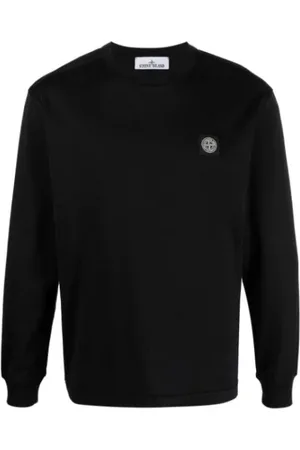 Stone Island Sweatshirts & Hoodies, Heren, Zwart, S, Katoen, Zwarte Katoenen Longsleeve T-Shirt