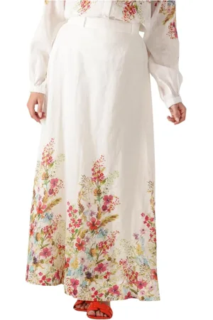 Dea Kudibal Rokken, Dames, Veelkleurig, M, Elegante Larissa Midi Rok in Wit