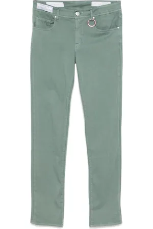 sartoria tramarossa Broeken, Heren, Groen, W35, Teal Groene Klassieke Vijf-Pocket Broek