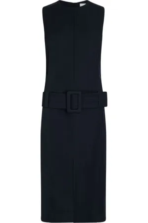 Patou Kleedjes, Dames, Blauw, S, Zwarte jurk met riem en split
