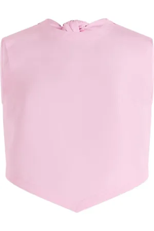 Patou Tops, Dames, Roze, S, Roze Mouwloze Top met Open Rug