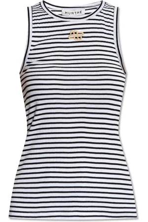 Munthe Tops, Dames, Zwart, XS, Katoen, Mouwloos T-shirt Tezza