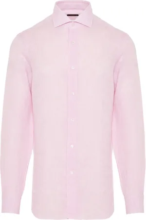 BARBA Overhemden, Heren, Roze, 3Xl, Linnen, Italiaans Linnen Overhemd