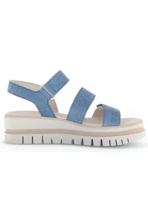 Gabor Schoenen, Dames, Blauw, 35 EU, Leer, Blauwe Leren Sandaal - Lente Collectie