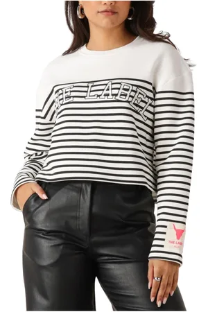 Alix the label Truien, Dames, Wit, M, Gestreepte Gebreide Trui
