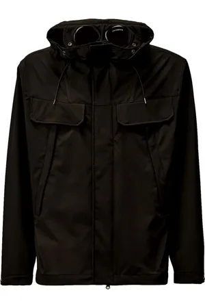 C.P. Company Jassen, Heren, Zwart, M, Zwarte Goggle Jas met Verborgen Bril