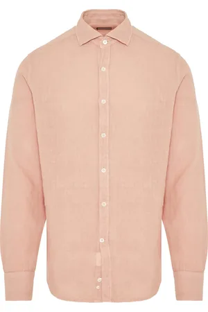 CANALI Overhemden, Heren, Roze, XL, Linnen, Italiaans Linnen Overhemd, Gm 02128 Ontwerp