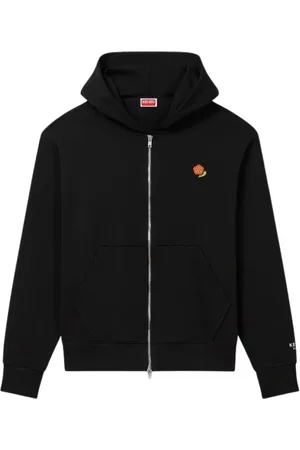 Kenzo Sweatshirts & Hoodies, Heren, Zwart, L, Geborduurde Rits Trui