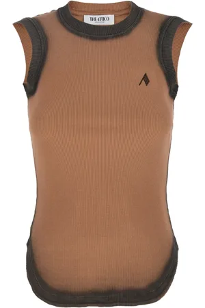 The Attico Tops, Dames, , S, Katoen, Crewneck Top met Logo Borduurwerk