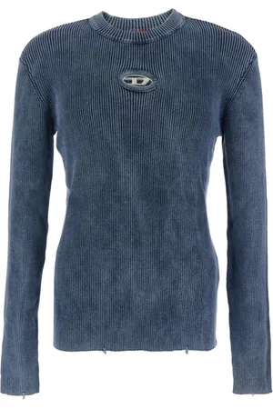 Diesel Tops, Heren, Blauw, XL, Katoen, Blauw Crewneck T-shirt met Ovaal D-logo