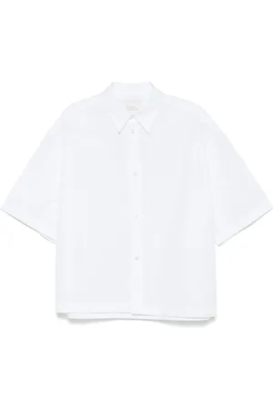 STUDIO NICHOLSON Overhemden, Heren, Wit, S, Witte Klassieke Kraag Shirt Korte Mouwen