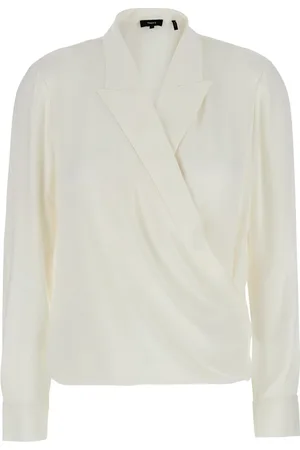 THEORY Blouses & Shirts, Dames, Wit, L, Zijden Crossover Blouse Wit