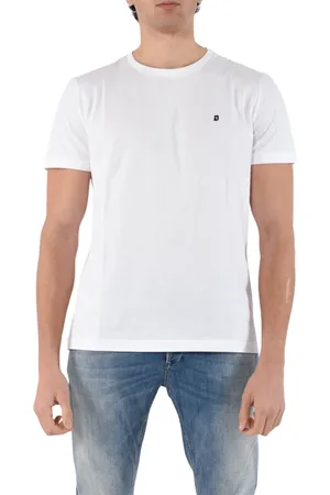 Dondup Tops, Heren, Wit, 3Xl, Katoen, Jersey T-shirt met slim fit