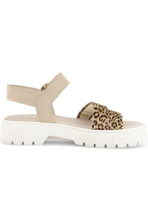 Gabor Schoenen, Dames, Bruin, 38 EU, Suède, Luipaardprint Dames Sandaal - Bruin