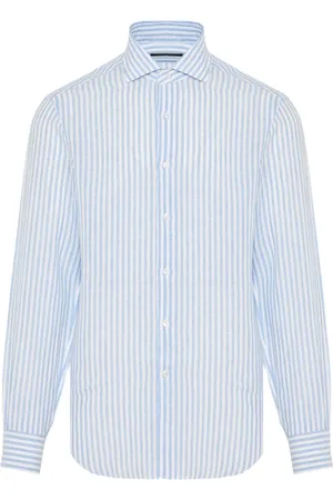 BARBA Overhemden, Heren, Blauw, 3Xl, Linnen, Gestreept Linnen Overhemd Made in Italy