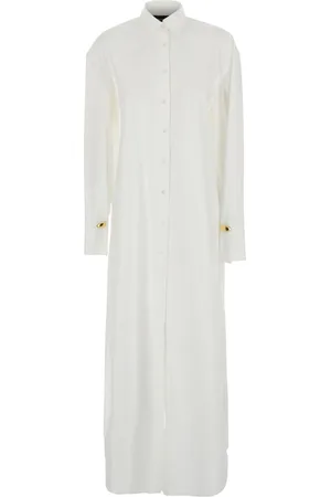FEDERICA TOSI Kleedjes, Dames, Wit, XS, Witte Lange Overhemd met Metalen Details