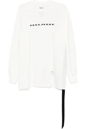 Rick Owens Tops, Heren, Wit, 2Xl, Donkere Schaduw Slogan Print T-shirt