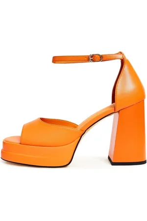 CESARE GASPARI Schoenen, Dames, Oranje, 40 EU, Leer, Klassieke open teen hoge hakken sandalen - Oranje