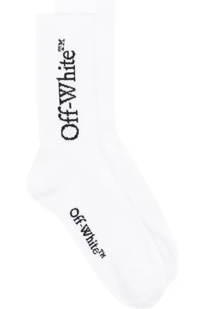 OFF-WHITE Ondergoed, Heren, Wit, L, Katoen, Boekachtige Gebreide Sokken Wit/Zwart