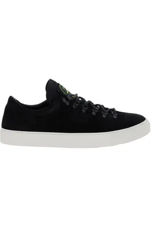 Stone Island Schoenen, Heren, Zwart, 41 EU, Suède, Zwarte Lage Sneakers met Logo Patch
