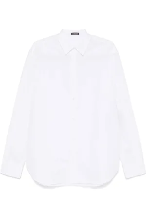 ANN DEMEULEMEESTER Overhemden, Heren, Wit, XL, Witte Button-Up Shirt met Plooien