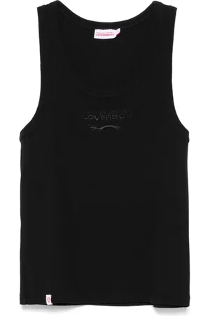 Charles Jeffrey Loverboy Tops, Heren, Zwart, L, Zwarte Mouwloze Racerback T-shirt