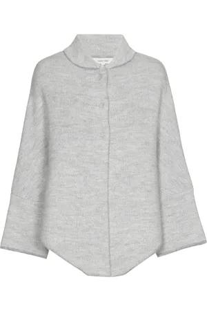 Marie Méro Jassen, Dames, Grijs, S, Grijze Geknoopte Cape voor Stijlvolle Elegantie