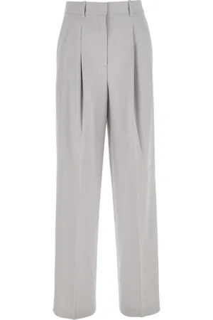 THEORY Broeken, Dames, Grijs, S, Metallic Hoge Taille Broek in Tech Stof