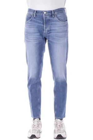 Dondup Jeans, Heren, Blauw, W32, Katoen, Blauwe Jeans met Logo Achterzak