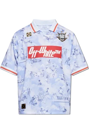 OFF-WHITE Tops, Heren, Blauw, S, Wol, Polo met logo