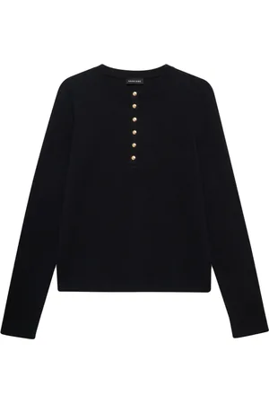 ANINE BING Tops, Dames, Zwart, M, Zwarte Knoop Crew Neck Sweater
