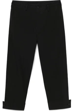 YOHJI YAMAMOTO Broeken, Heren, Zwart, M, Zwarte broek met knopen en zakken