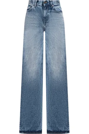 Dondup Jeans, Dames, Blauw, W30, Indigo Lyocell Wijde Pijp Jeans