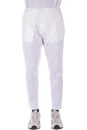 Dondup Broeken, Heren, Wit, W31, Katoen, Witte Broek met Rits en Knoop