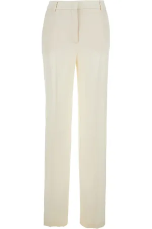Alberta Ferretti Broeken, Dames, Wit, S, Witte zijden blend hoge taille broek