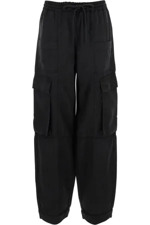 Twin-Set Broeken, Dames, Zwart, XS, Zwarte Cargo Broek met Trekkoord Taille